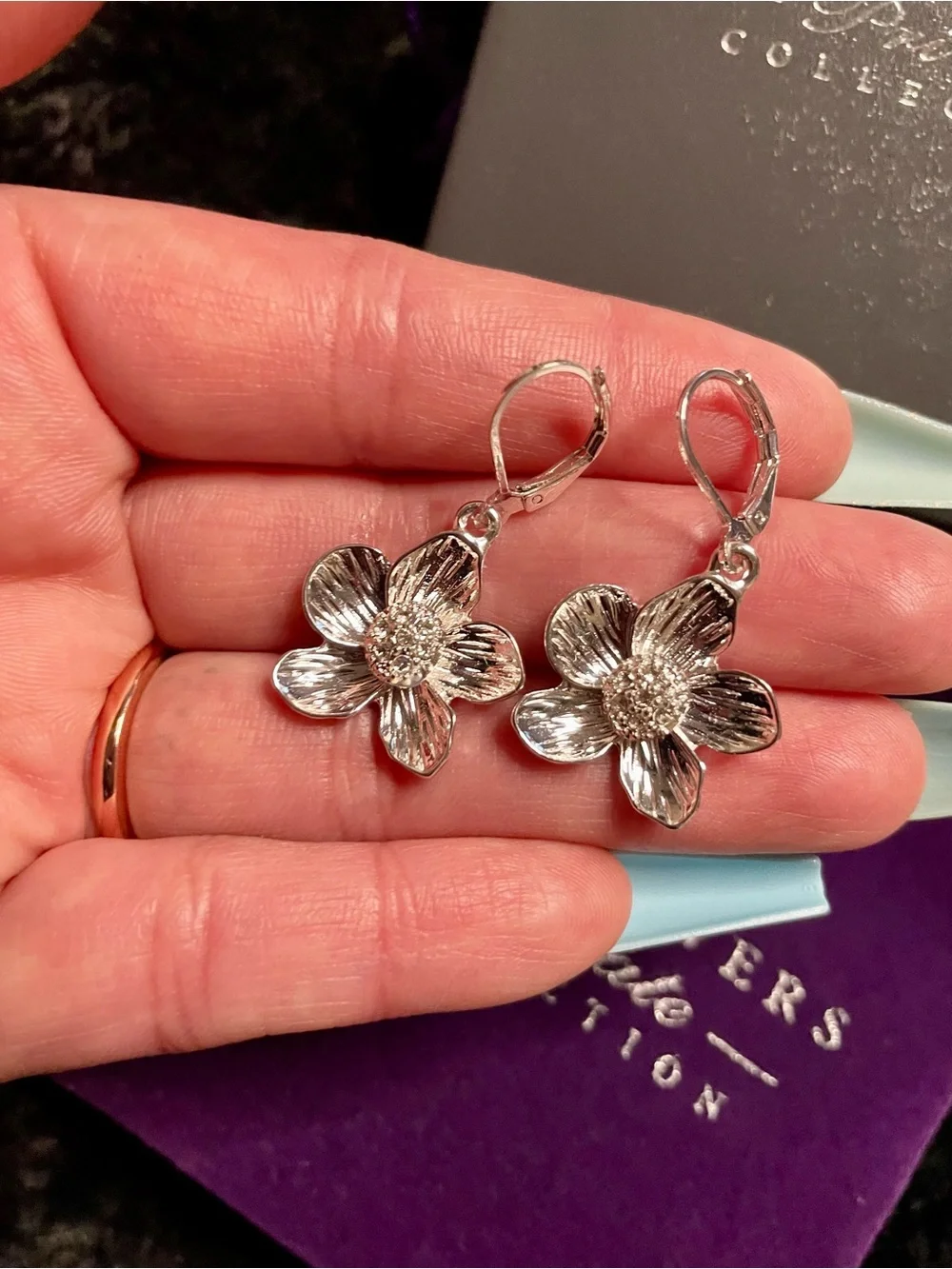 Joan Rivers Sterling Silver Floral Drop Earrings - Silver Flower Dangle